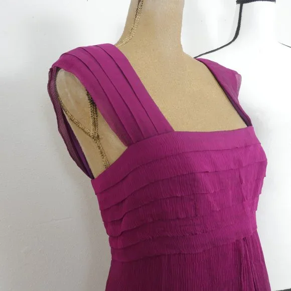 Tadashi Magenta Purple Silk Vintage Glamour Size 12 Layered Hem Retro Dress - Picture 5 of 11